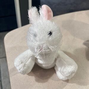 Fluffy White and Pink Plush Bunny